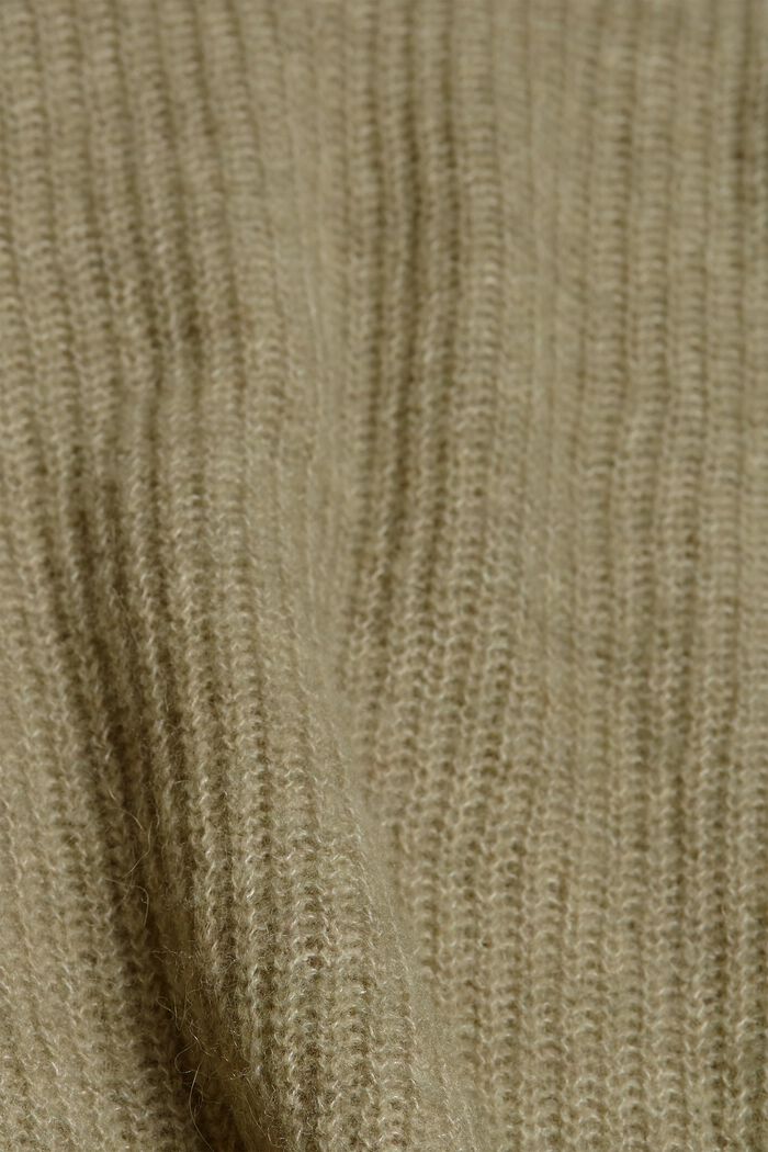 Con lana y alpaca: cárdigan en punto de canalé, LIGHT KHAKI, detail image number 1