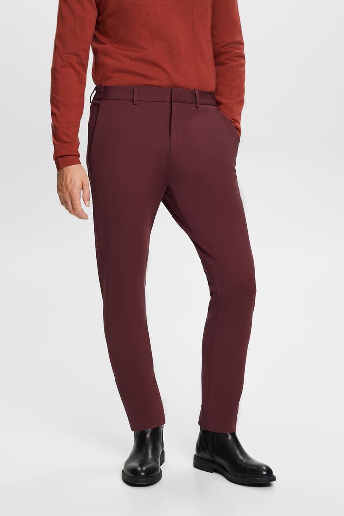 Pantalón de traje de tejido jersey de piqué, BORDEAUX RED, detail image number 0