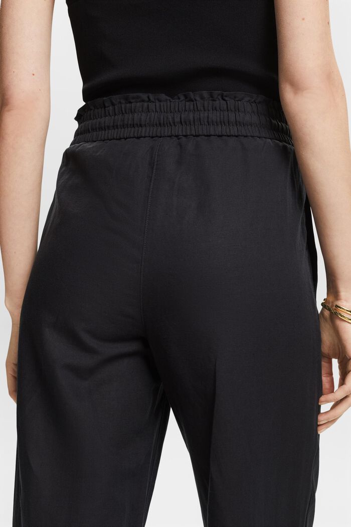 Pantalones de algodón y lino, BLACK, detail image number 2