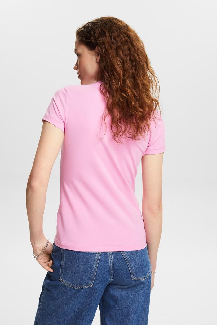 Camiseta de tejido jersey con cuello en pico, PINK, detail image number 2