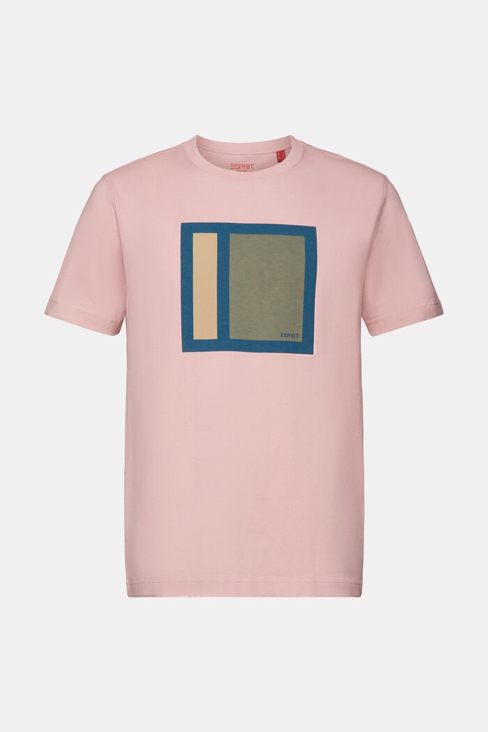 Camiseta en tejido jersey de algodón con diseño geométrico, OLD PINK, detail image number 6