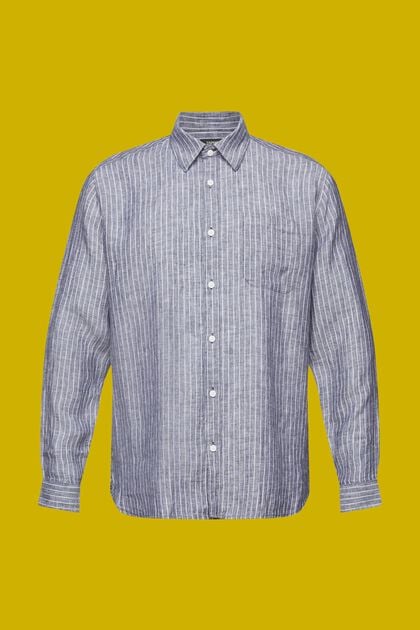Camisa con diseño a rayas, 100 % lino