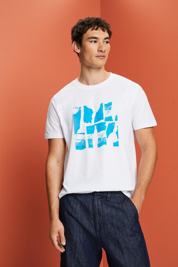 Camiseta con estampado frontal, 100% algodón, WHITE, detail image number 0