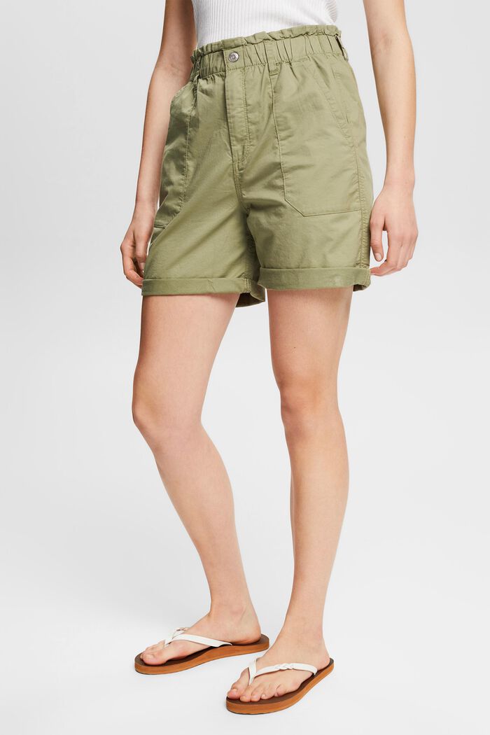 Pantalones cortos ligeros con cintura elástica, LIGHT KHAKI, detail image number 1