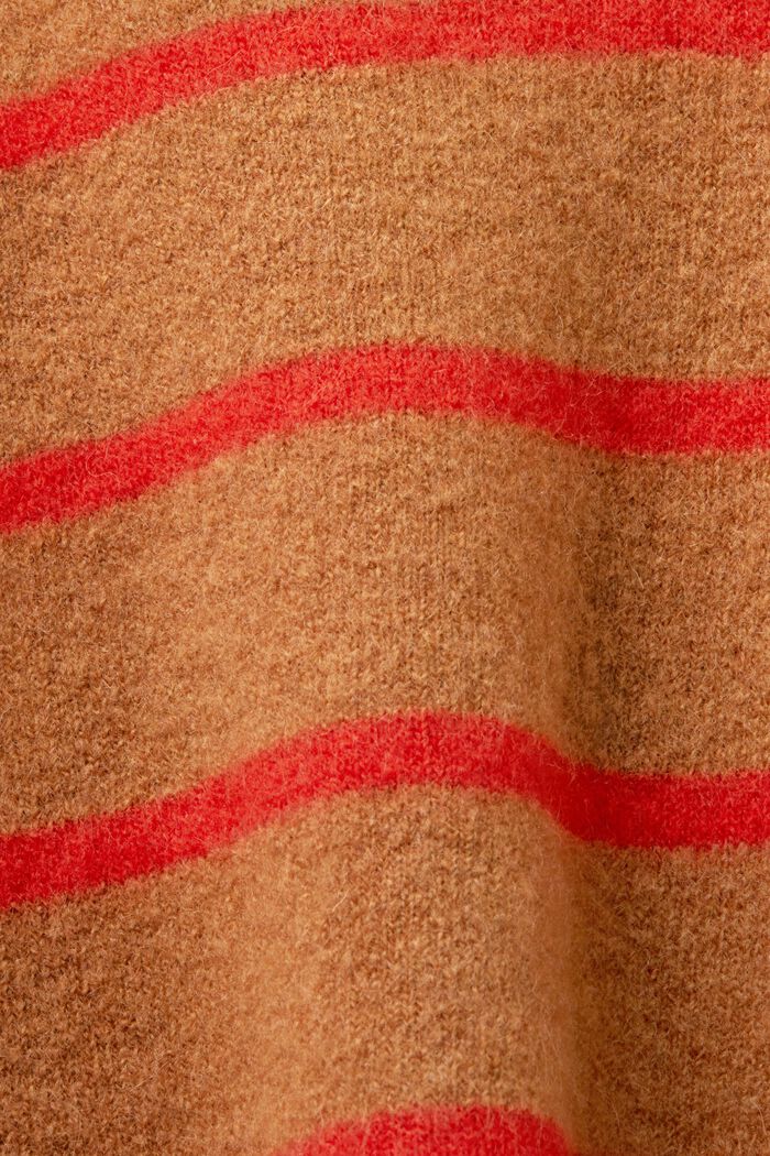 Jersey de cuello pico en mezcla de lana, CARAMEL, detail image number 5
