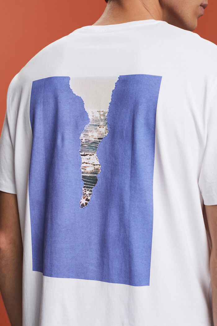 Camiseta de punto con estampado por detrás, 100% algodón, WHITE, detail image number 2