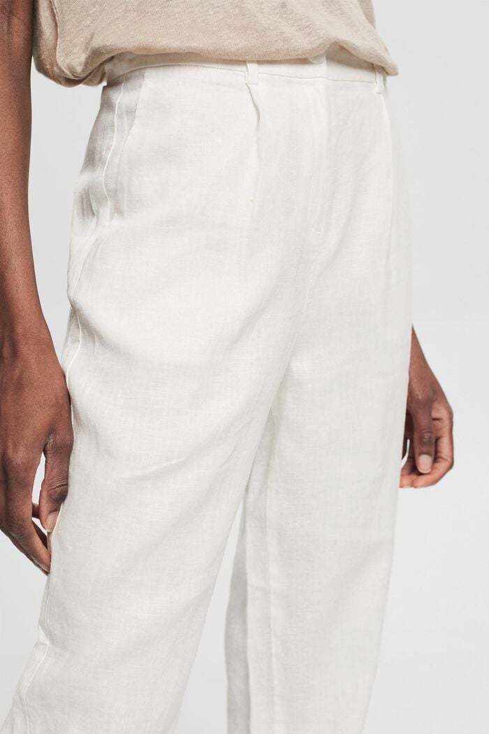 Pantalón en 100% lino, WHITE, detail image number 2