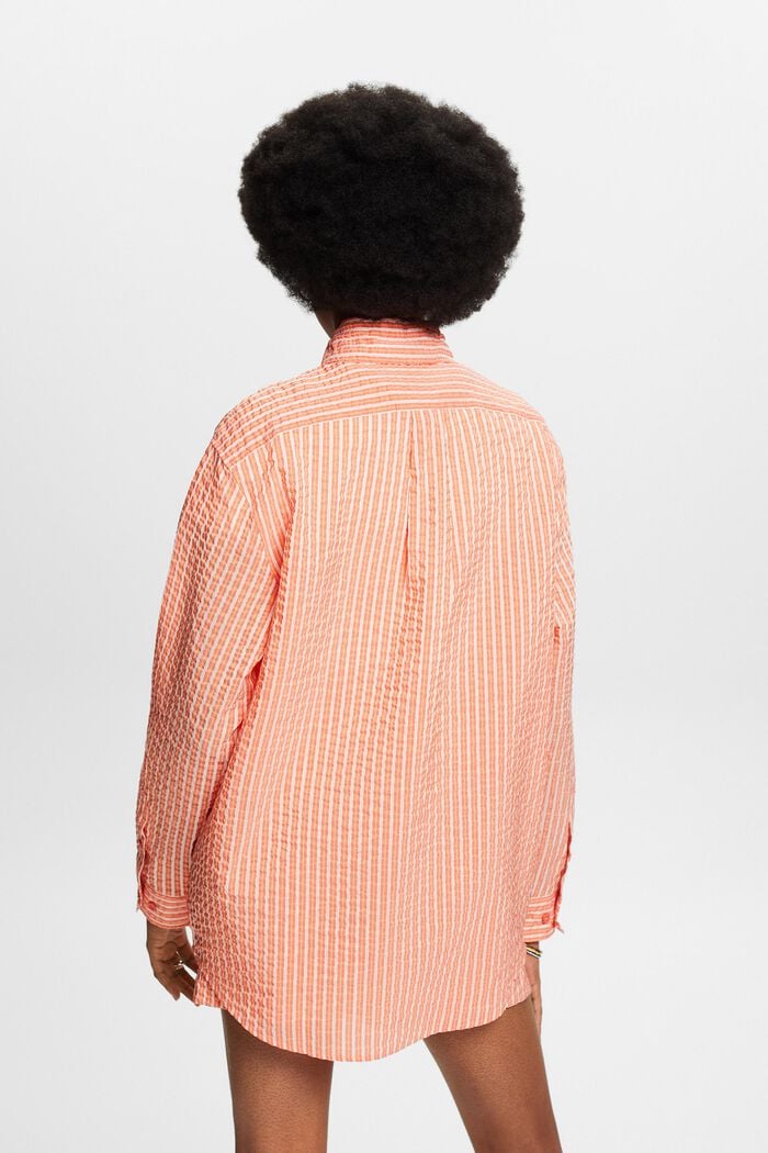 Blusa camisera de rayas con efecto arrugado, BRIGHT ORANGE, detail image number 2