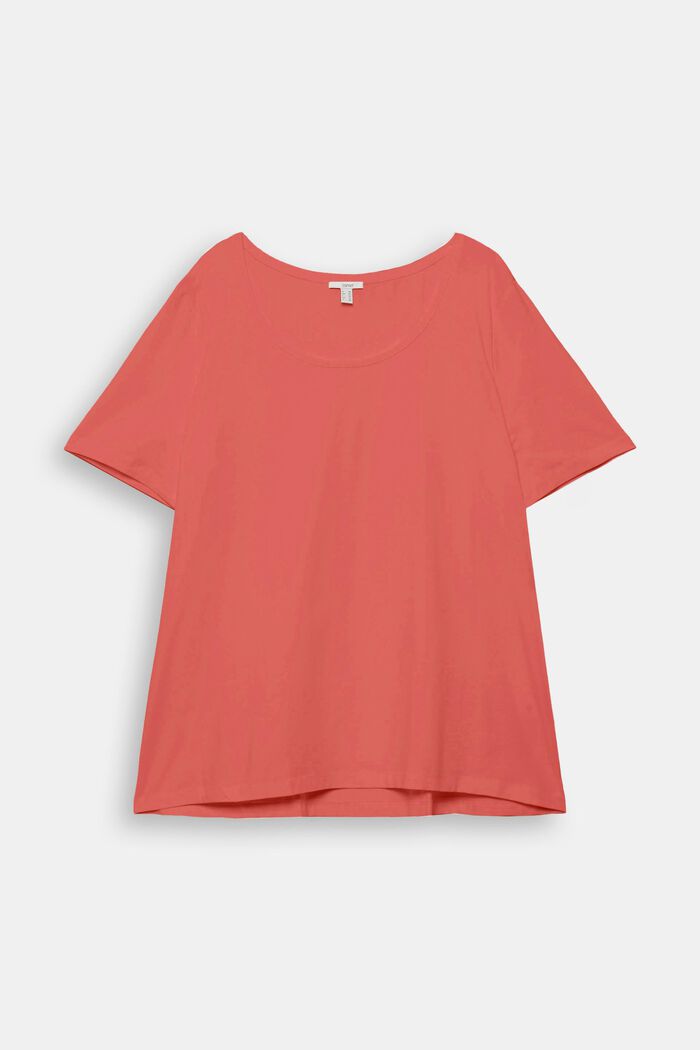 CURVY Camiseta en algodón ecológico, CORAL RED, detail image number 2