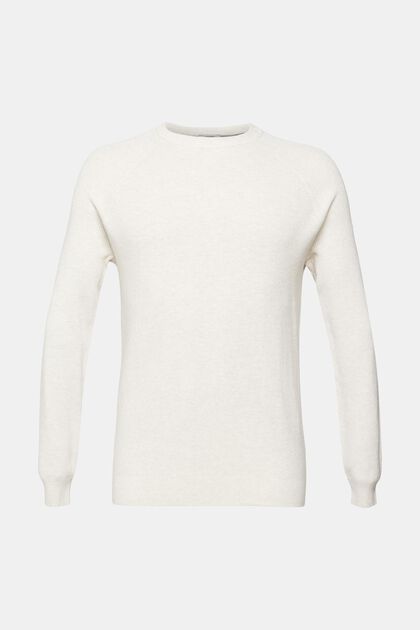 Jersey de cuello redondo, 100% algodón, OFF WHITE, overview