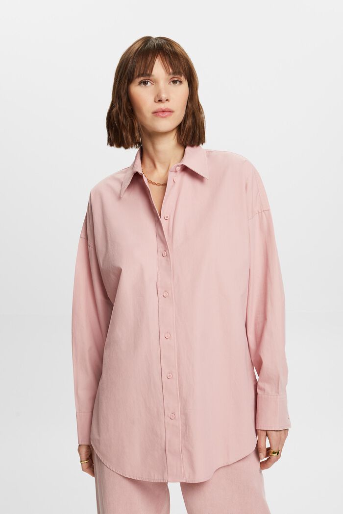 Camisa en popelina de algodón, OLD PINK, detail image number 3