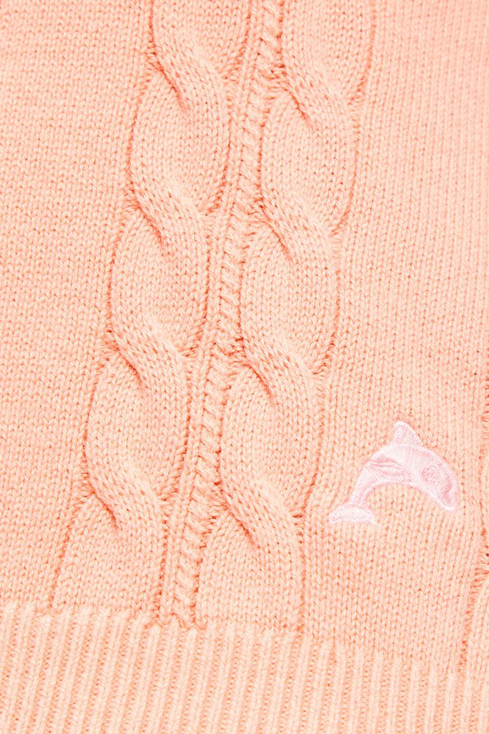 Suéter de punto trenzado sin mangas con logotipo Dolphin, PINK, detail image number 4