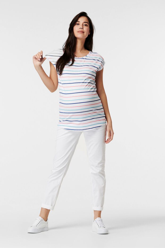Camiseta a rayas, 100% algodón ecológico, BRIGHT WHITE, overview