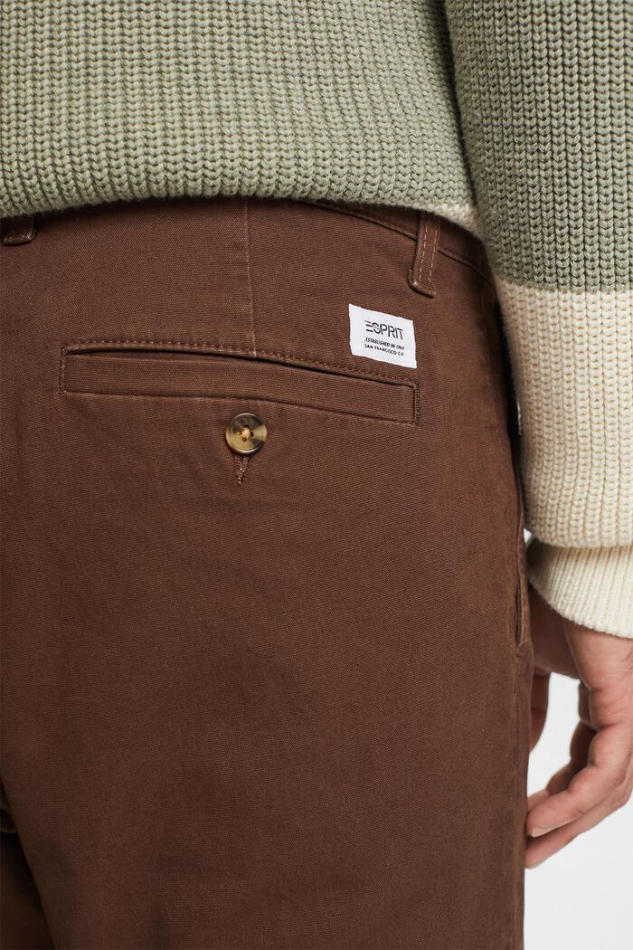 Pantalones chinos, algodón elástico, DARK BROWN, detail image number 4