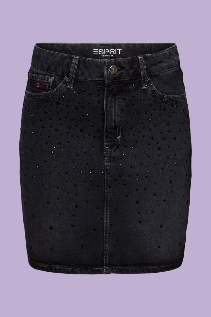 Minifalda vaquera de strass, BLACK DARK WASHED, detail image number 7