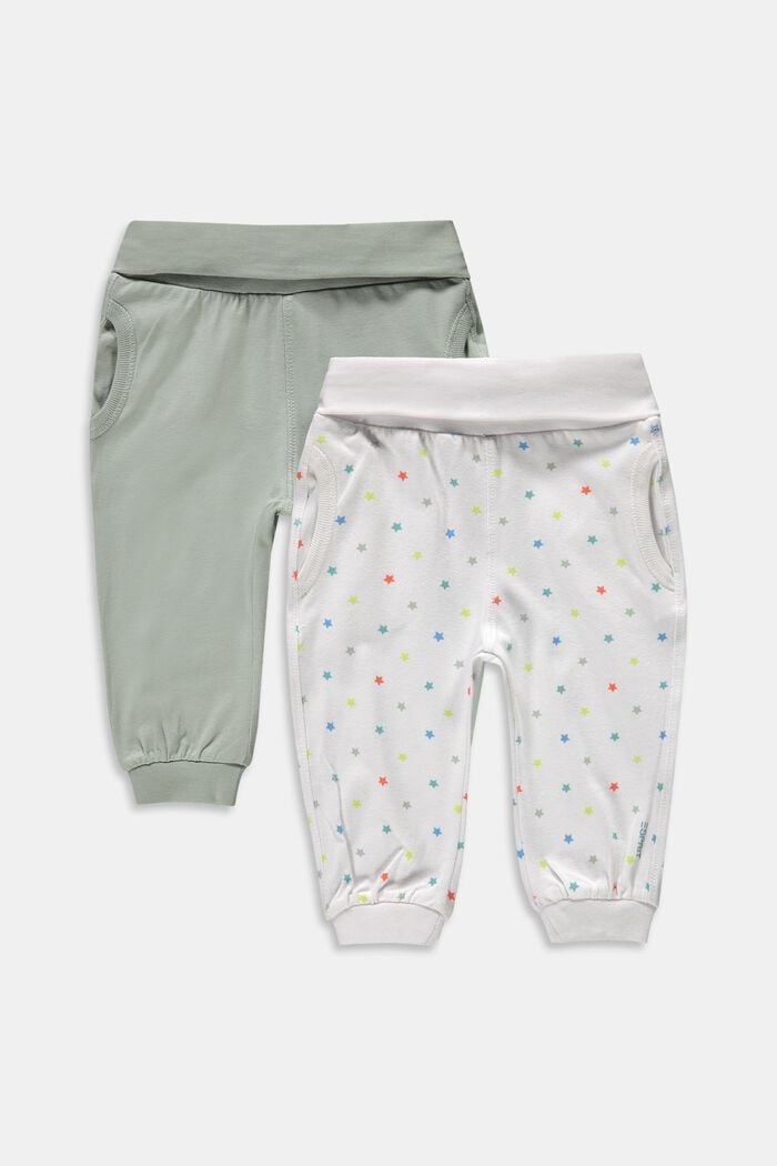 Pack de dos pantalones de jogging, algodón ecológico, LIGHT AQUA GREEN, detail image number 0
