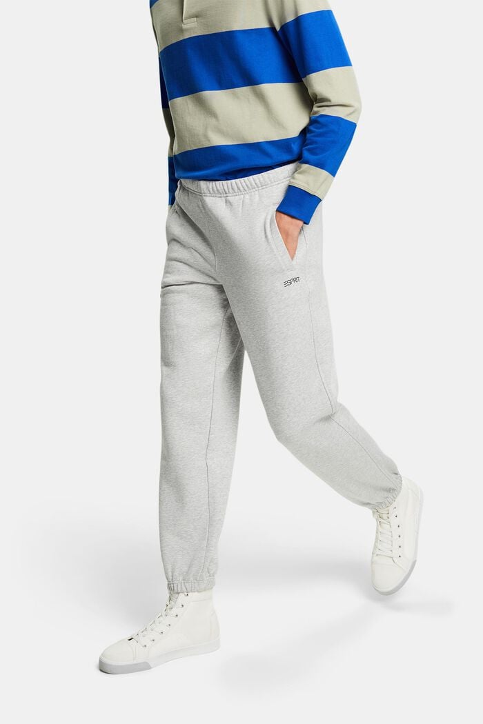 Pantalones de felpa de algodón con logotipo, LIGHT GREY, detail image number 0