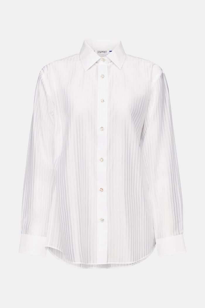 Camisa abotonada a rayas con diseño transparente, WHITE, detail image number 6
