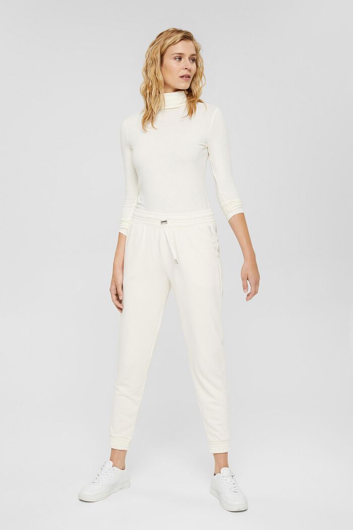 Pantalón de felpa muy suave con algodón ecológico, OFF WHITE, detail image number 1