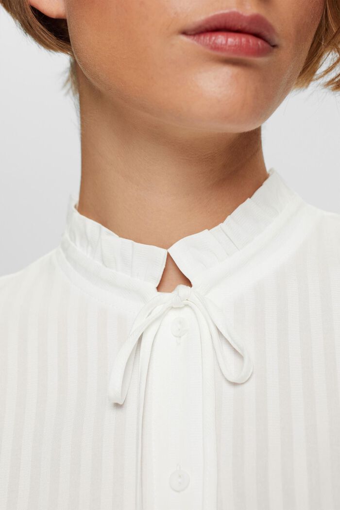Blusa con cuello fruncido, LENZING™ ECOVERO™, OFF WHITE, detail image number 0