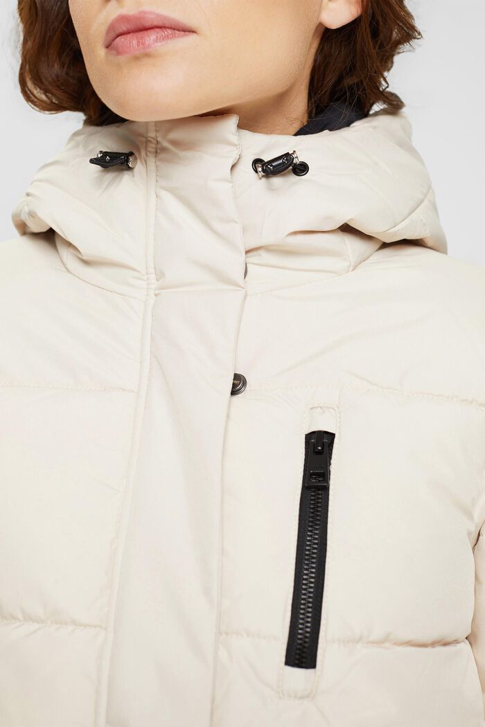 Abrigo acolchado con bolsillos de cremallera, CREAM BEIGE, detail image number 2