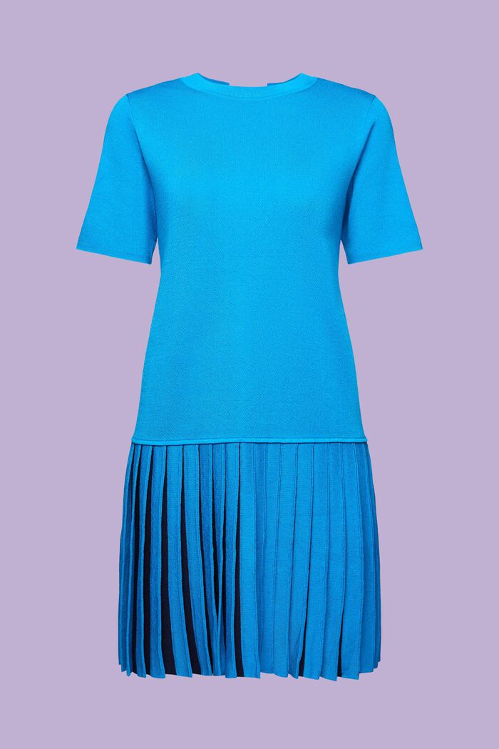 Minivestido estilo camiseta plisado, BLUE, detail image number 6
