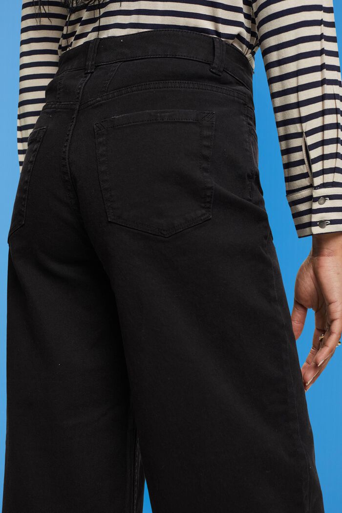 Pantalón culotte de tiro alto con perneras anchas, BLACK, detail image number 4