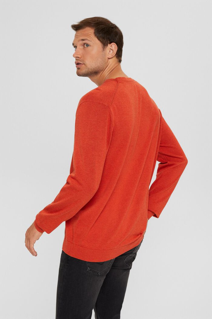 Jersey de cuello redondo en algodón Pima, ORANGE, detail image number 3