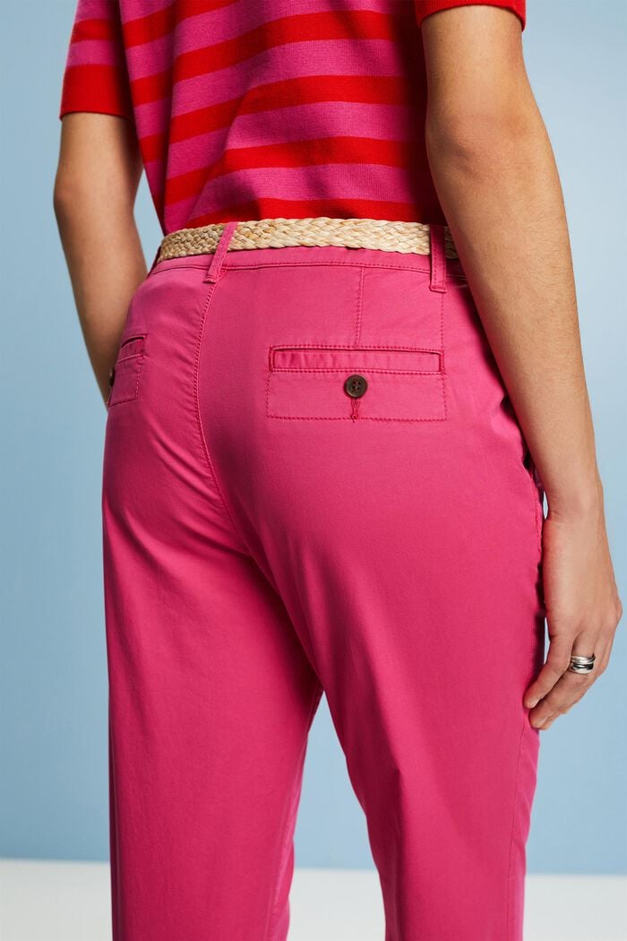 Pantalones chinos con cinturón, PINK FUCHSIA, detail image number 3