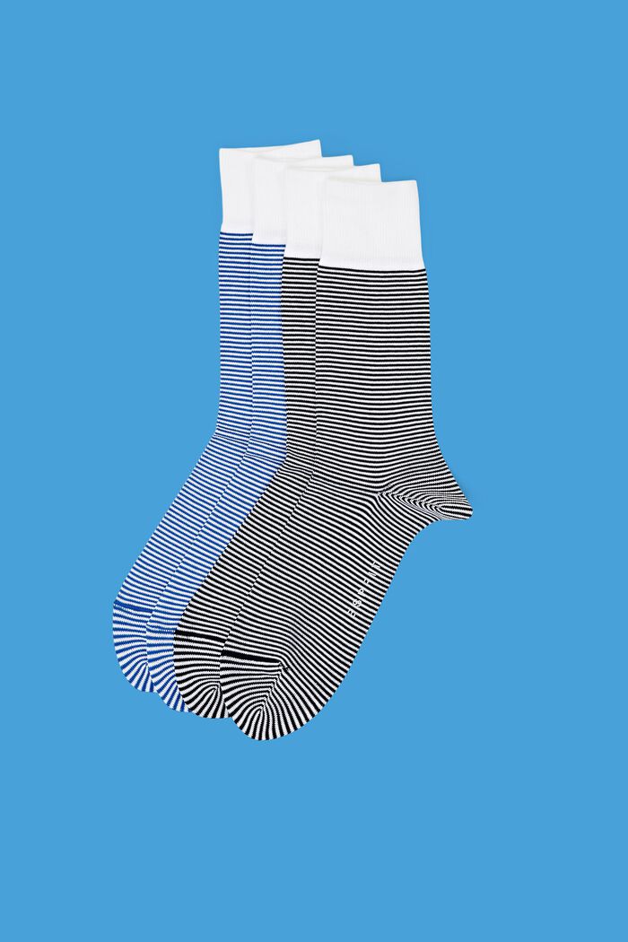 Pack de 2 pares de calcetines a rayas, algodón ecológico, BLUE/WHITE, detail image number 0