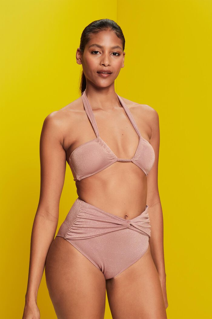 Reciclada: braguita de bikini brillante con cintura alta, CINNAMON, detail image number 0
