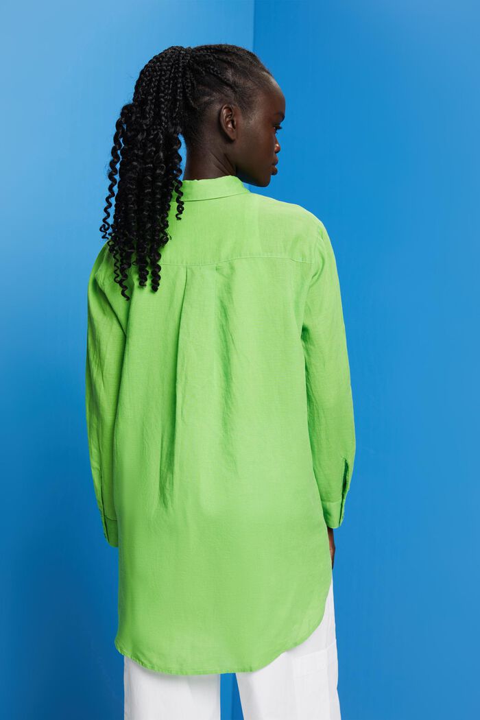 Camisa en mezcla de algodón y lino, GREEN, detail image number 3