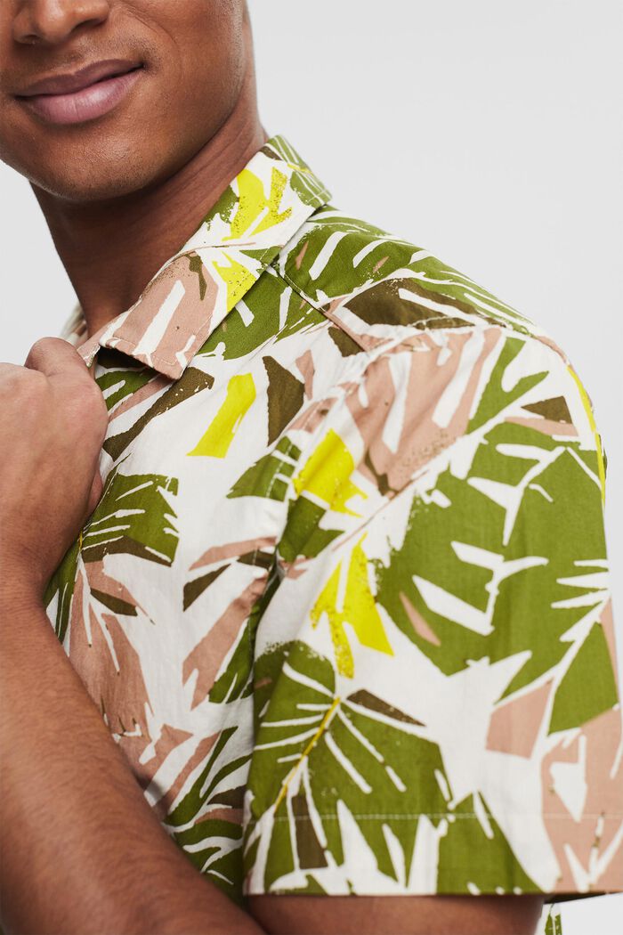 Camisa con estampado de hojas tropical, LIGHT BEIGE, detail image number 2
