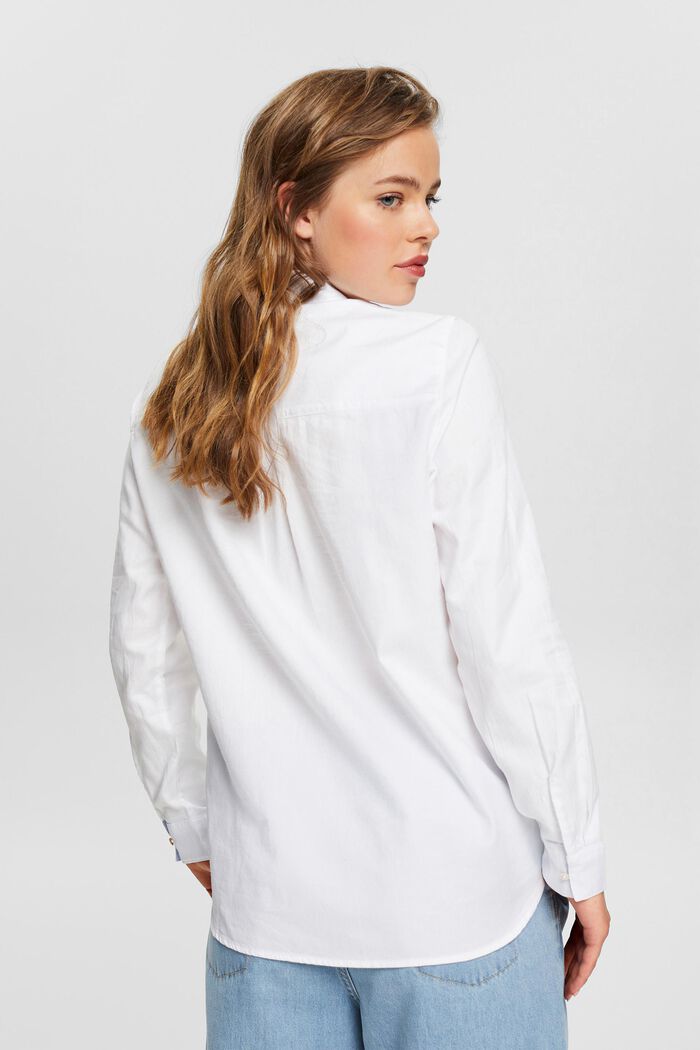 Blusa camisera en 100% algodón, WHITE, detail image number 4