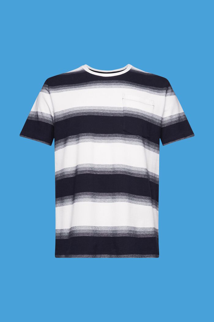 Camiseta a rayas de algodón piqué, NAVY, detail image number 5