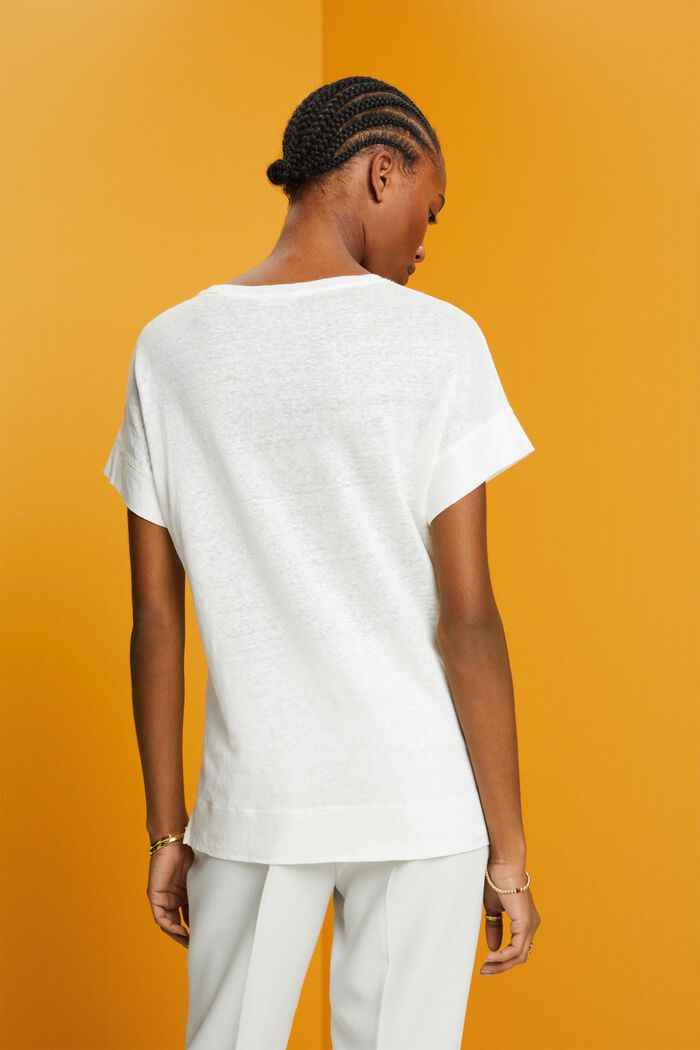 Camiseta de lino, OFF WHITE, detail image number 3