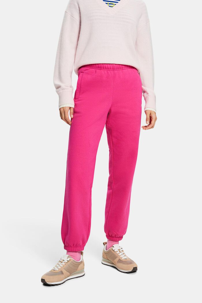 Pantalones de felpa unisex de algodón con logotipo, PINK FUCHSIA, detail image number 0