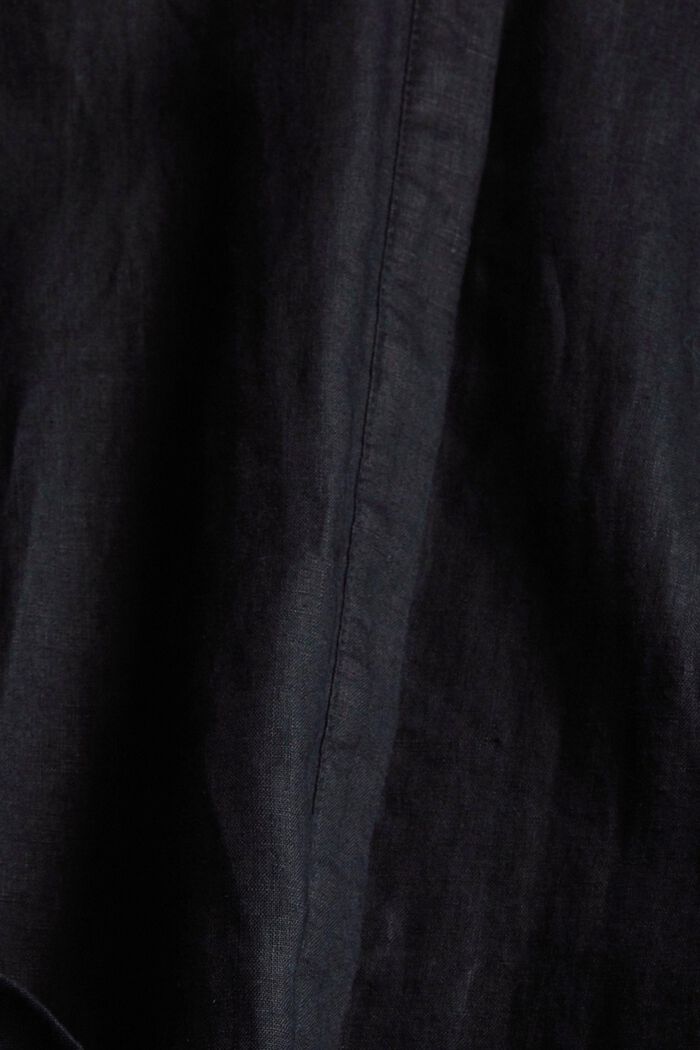 Vestido de lino con lazada en la cintura, BLACK, detail image number 4