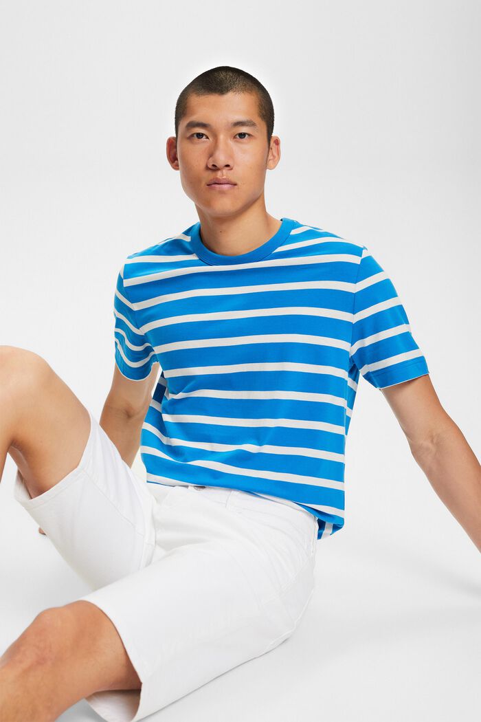 Camiseta a rayas en tejido jersey de algodón, BLUE, detail image number 4