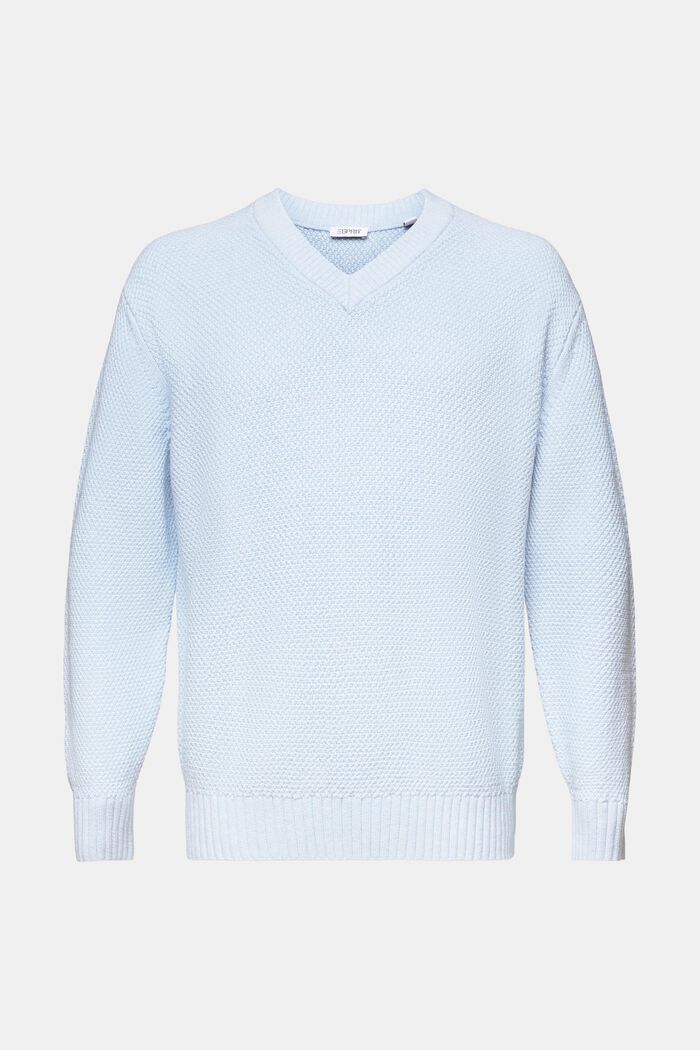 Jersey de algodón con el cuello en pico, LIGHT BLUE, detail image number 5