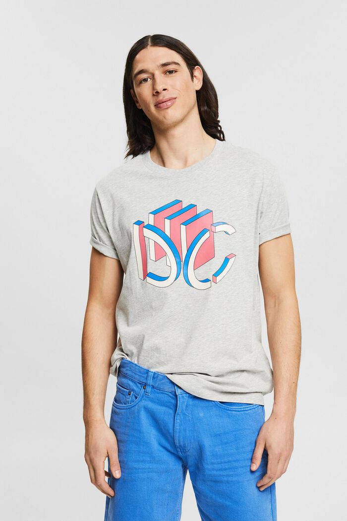 Camiseta de jersey con estampado geométrico 3D del logotipo, LIGHT GREY, detail image number 0