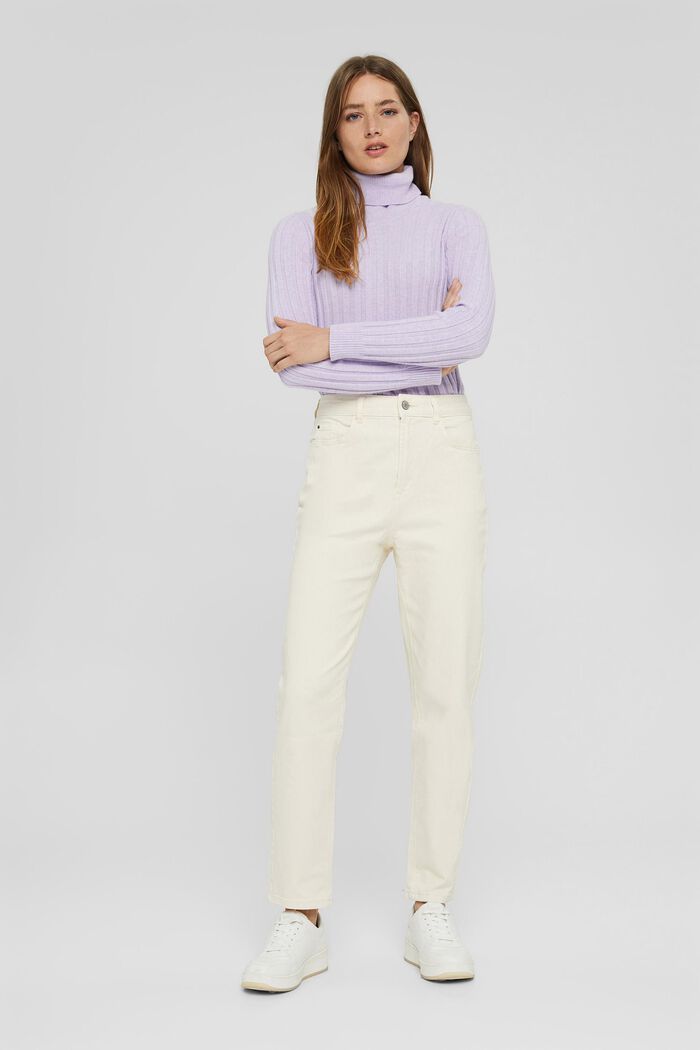 Pantalón de corte Mom-Fit en algodón ecológico, OFF WHITE, detail image number 1