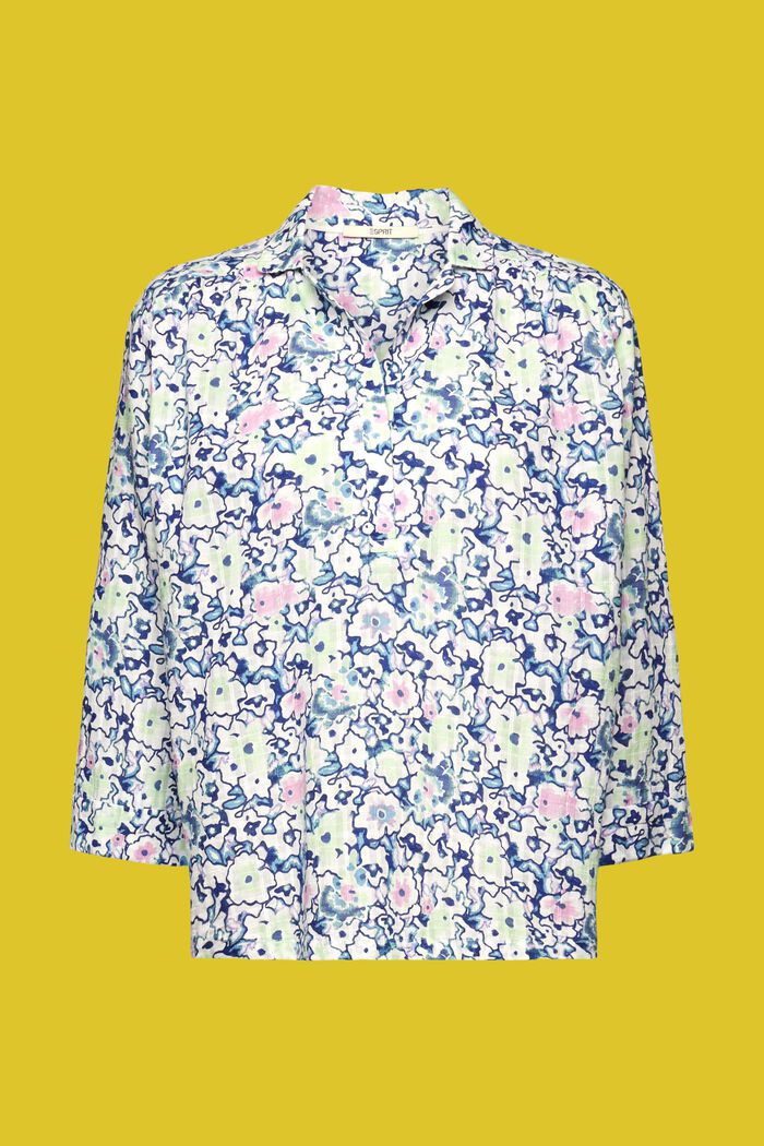 Blusa de algodón con estampado floral, WHITE, detail image number 6