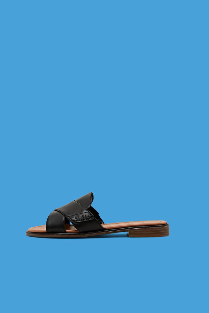 Sandalias de polipiel con tiras cruzadas, BLACK, detail image number 0