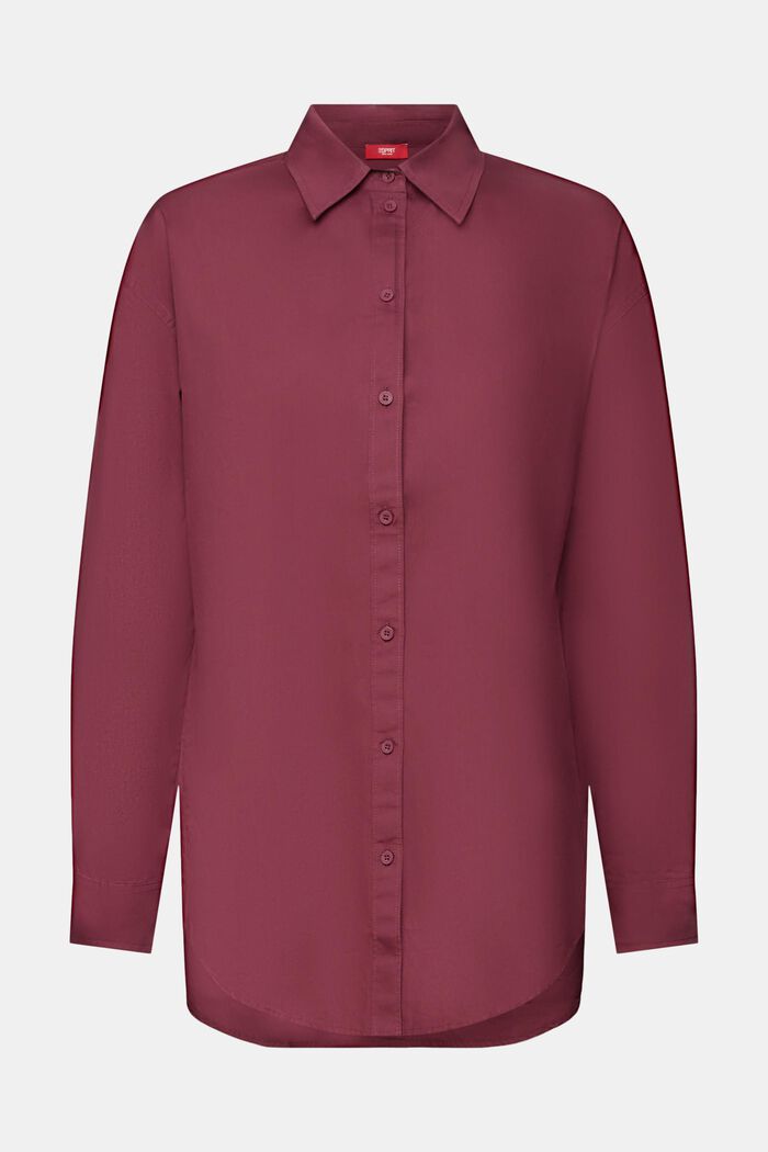 Blusa camisera de popelina, 100% algodón, AUBERGINE, detail image number 6