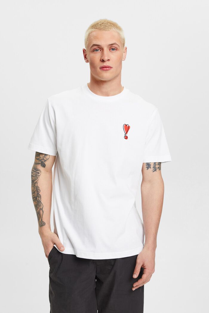 Camiseta de algodón sostenible con diseño de corazón, WHITE, detail image number 0