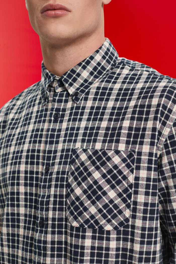 Camiseta a cuadros en algodón sostenible, NAVY, detail image number 2