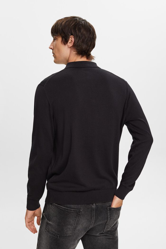 Jersey de punto con un cuello estilo polo, TENCEL™, BLACK, detail image number 3