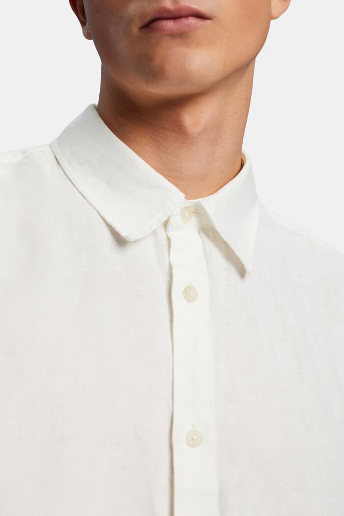 Camisa de manga corta confeccionada en una mezcla de lino y algodón, OFF WHITE, detail image number 2