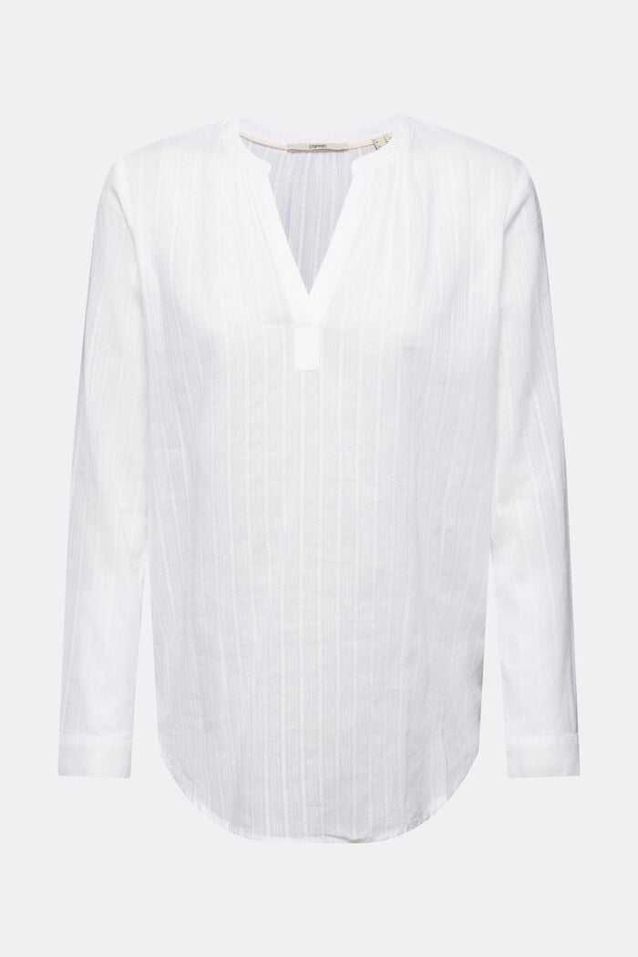 Blusa de algodón con cuello en pico, WHITE, detail image number 5